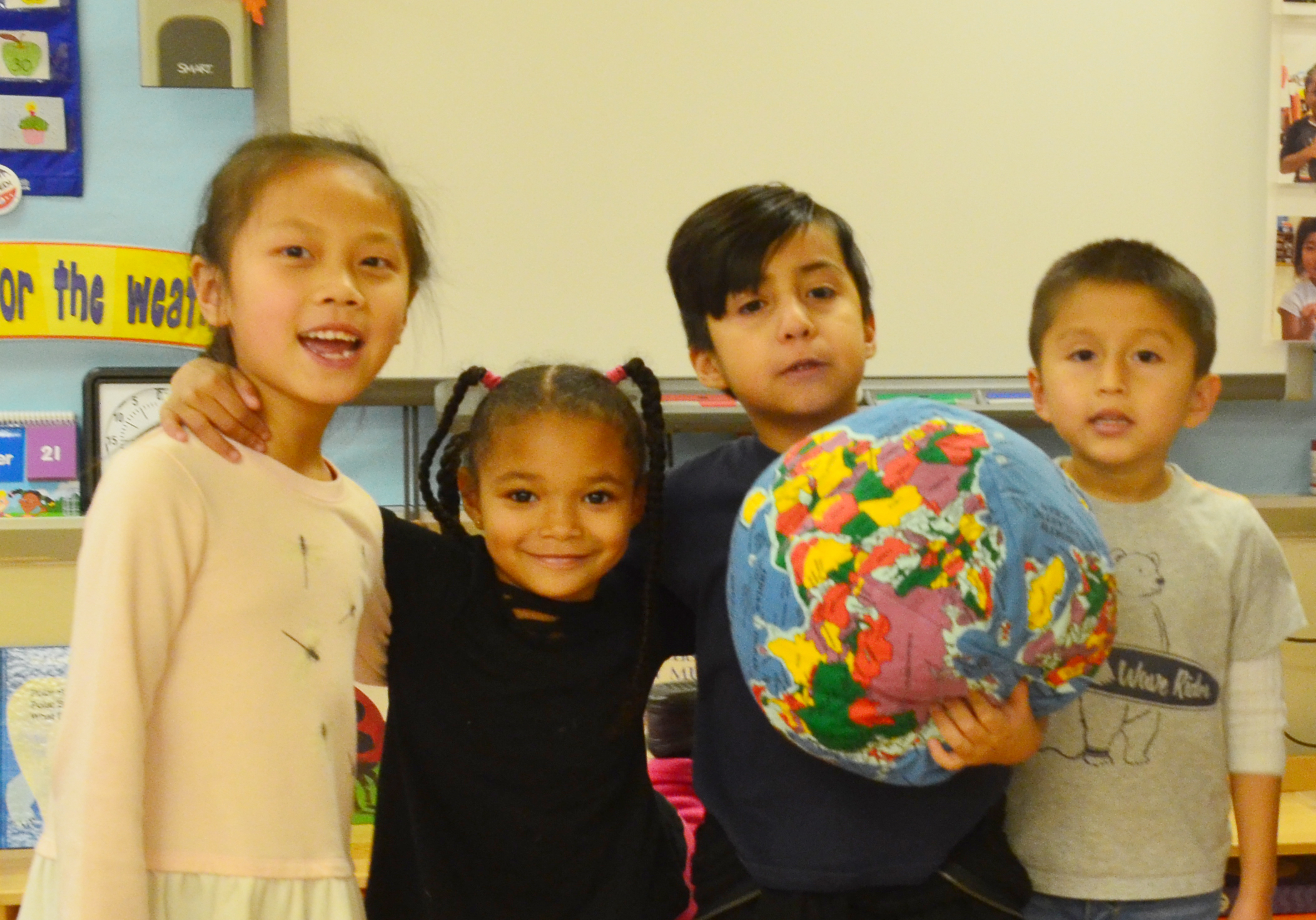 PAZ students with a hugg-a-planet