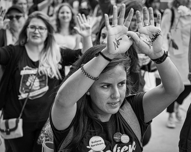 Protesters on the day of Christine Blasey Ford's testimony