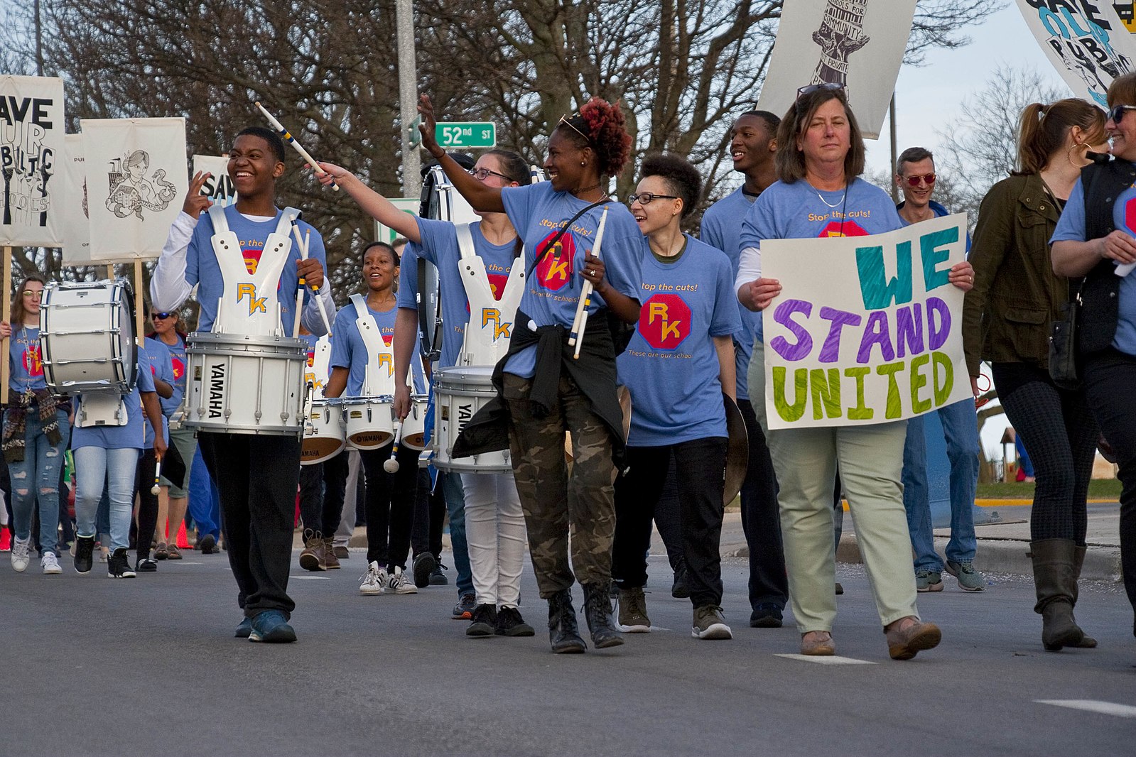 Teachers and their allies picket outside the Milwaukee Public School headquarters in April 2018