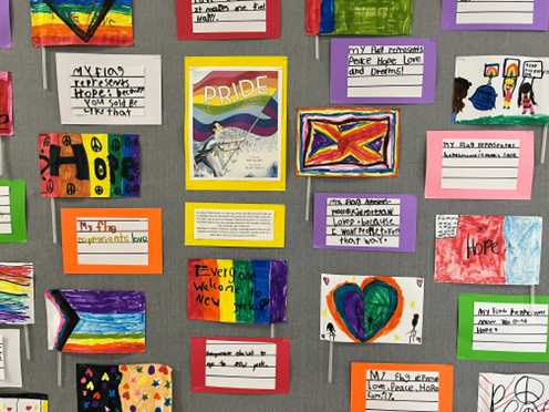 Flags designed by 1st grade students