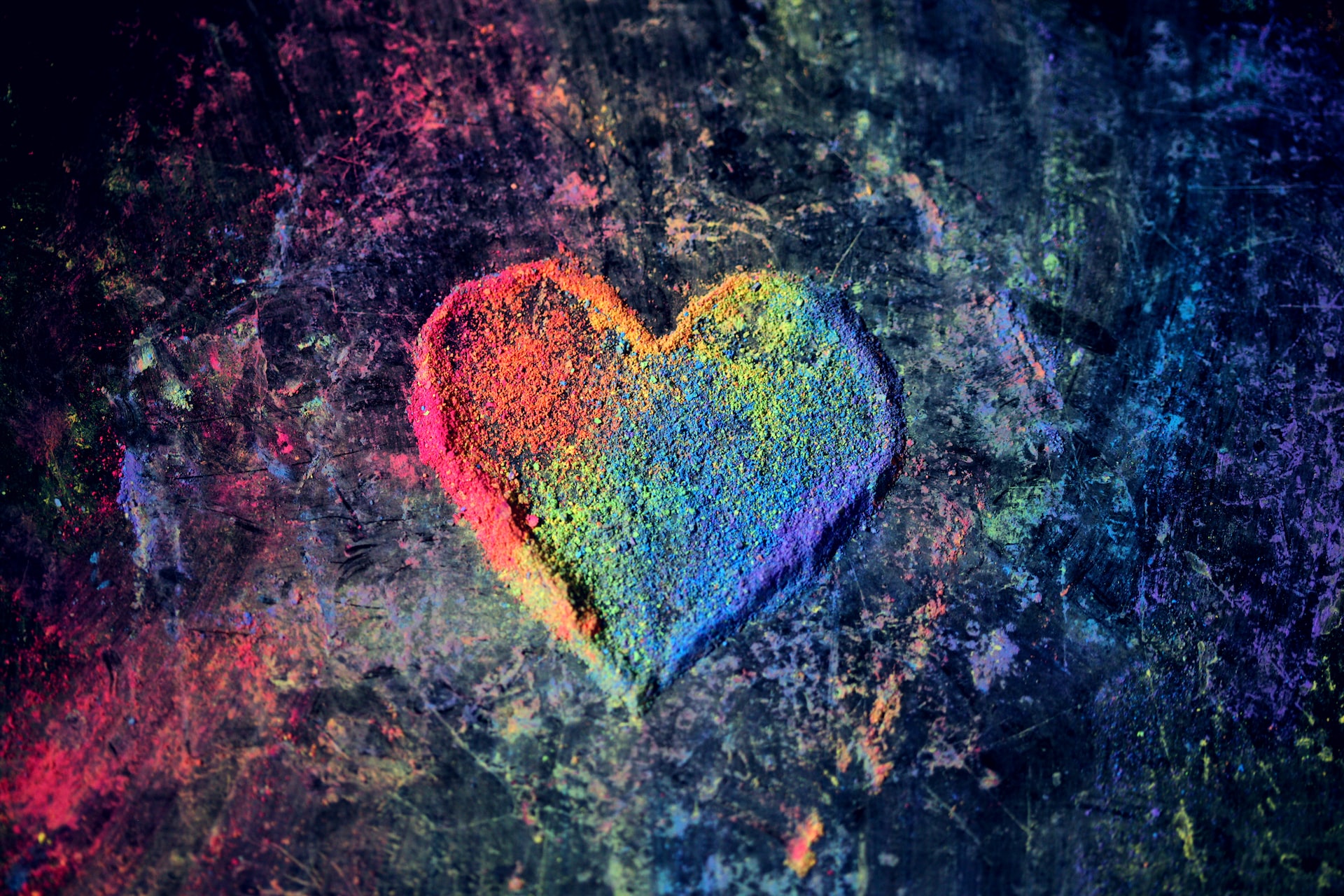 Rainbow chalk heart