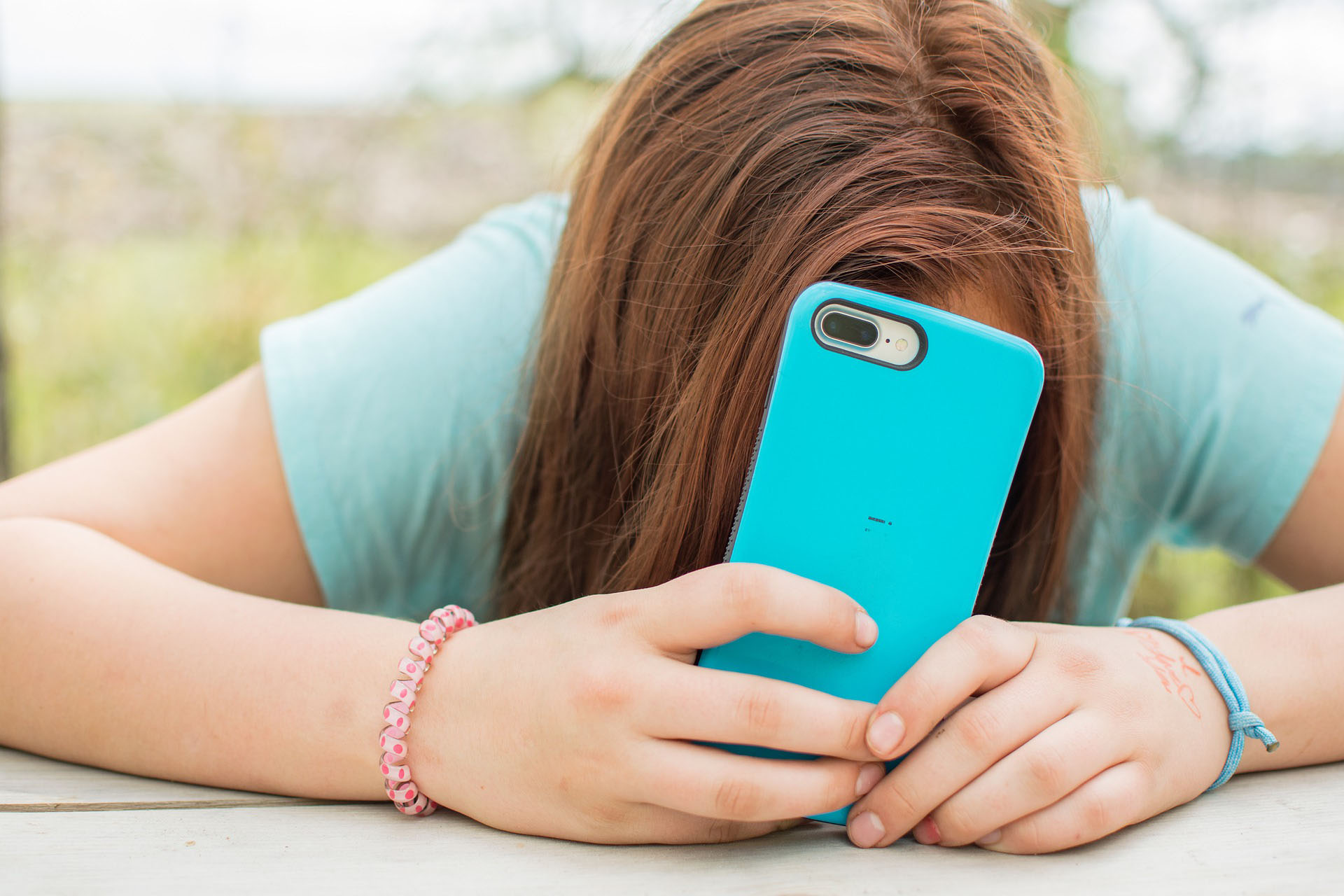 Teen with phone